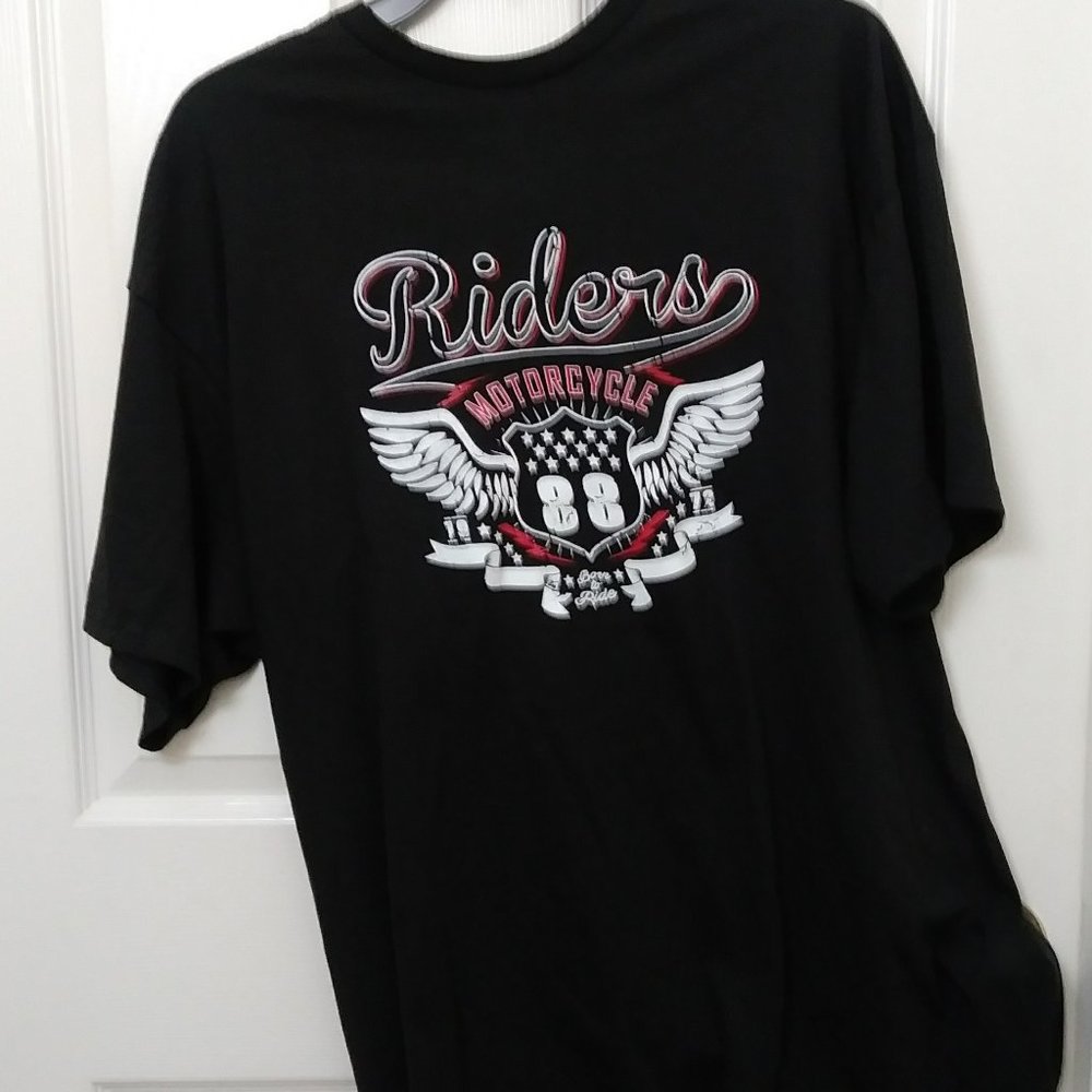 Mens Black Rider Motorcycle Tee Shirt by Delta Pro-Weight